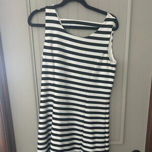 Charlie B Women's Large Fitted Black and White Stripped Dress